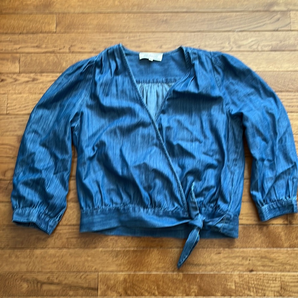 Madewell Side Tie V-Neck Chambray Top